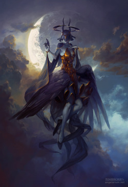 bugmeyer:  Leliel, Angel of Night   http://www.angelarium.net/seraphim/#/leliel/ —-The beat of her wings rests upon our ears like distant thunder like the strike of the moon across the hot black sky She is a rising star and a falling thought the sweet