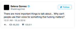 micdotcom:  Selena Gomez sparks backlash with BLM tweetSelena Gomez is facing the ire of the Internet after she called out Kim Kardashian for not using her voice in a meaningful way, but then refused to “take sides” on the issue of police brutality