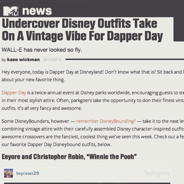 Omg, covered by MTV twice in one week. I don’t think I’ve ever been as happy and grateful as I have been these past few weeks. ❤️ Check out the full article at www.mtv.com/news/1929740/Disneyland-dapper-day-DisneyBounding-costumes #disney #disneyland...