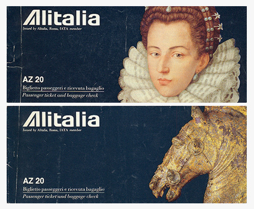 consquisiteparole-blog:
“ Franco Maria Ricci. Alitalia, 1990, airline tickets series
(10×20 cm) All rights reserved ”