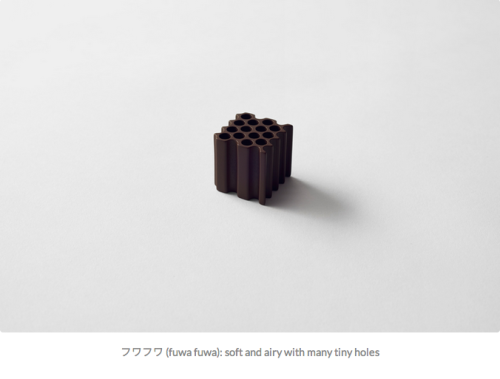 nihongogogo:Japanese onomatopoeic chocolates!!!chocolatexture2015.01for Maison et Objet 2015カカオの原産地や