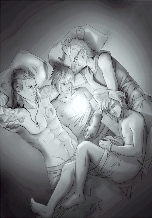 How can 4 men fit in a 2 man tent? Kinda like this? Prompto sleeps like a toddler