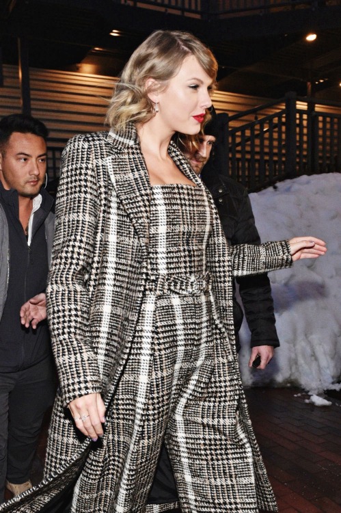 Taylor Swift arriving at the 2020 Sundance Film Festival in Park City, Utah