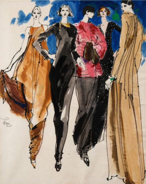 Kenneth Paul Block fashion illustration, 1970’s