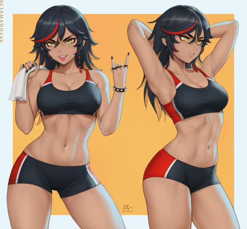 sciamano240: Xinyan from Genshin Impact, in gym wear.