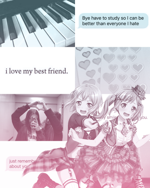 ✧・ﾟ:* Aesthetic for Arisa who is best friends with Moca w/ pinks, blues, and hearts