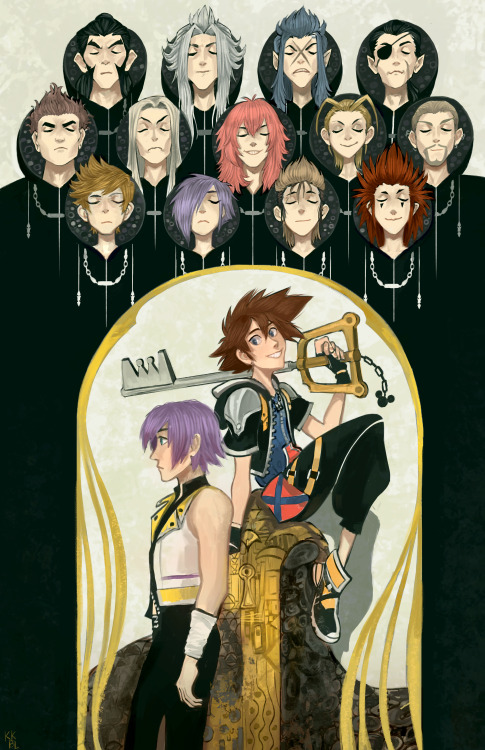 lestatuskuo:  @peachymints and I collaborated on this kingdom hearts print for AX 2016!  Couldn’t resist making a print of such a classic game that’s near and dear to our hearts (pun intended hahhh..)!!! 