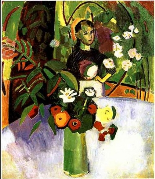 Jeanne with Flowers   -   Raoul Dufy  1917