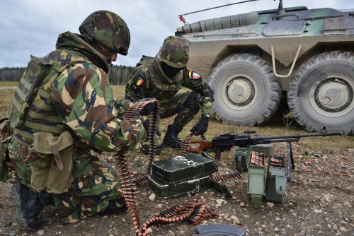 militaryarmament:Romanian soldiers conducting a Combined Arms Live Fire Exercise as part of Exercise