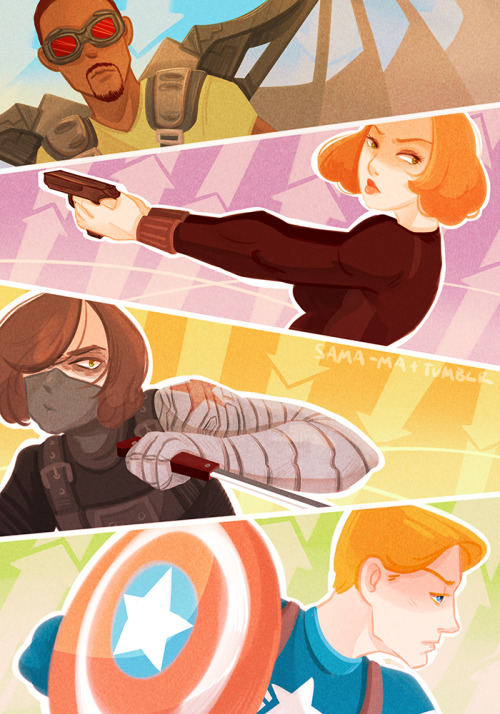 samazkma:My Captain America: Winter Soldier print for Fanexpo!! This will be one of the big prints~ 