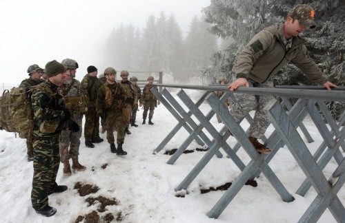 militaryarmament:  Multinational Soldiers train in harsh weather conditions as part of the International Special Training Center Advanced Medical First Responder Course, conducted by the ISTC Medical Branch, Feb. 17-19, 2015, in Pfullendorf, Germany. The