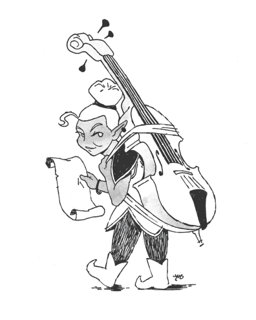 Randomly rolled character 2 for Inktober: Salanop, a Deep Gnome College of Lore Bard