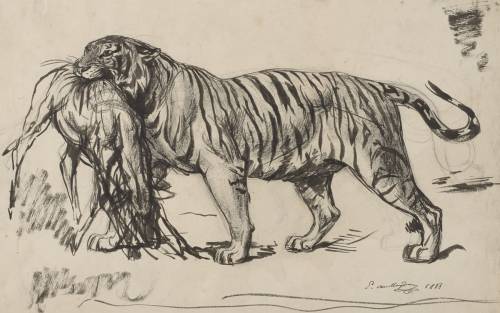 Evert van Muyden - Tiger and Prey (1886)