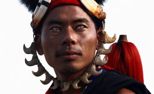 A Tribal man from the Konyak tribe who are known for headhunting - Nagaland - India © Katren Su