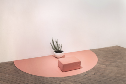 softpyramid:Erica PrinceSit, 2014Vinyl, silk upholstered cushion, ceramic, soil, rosemary