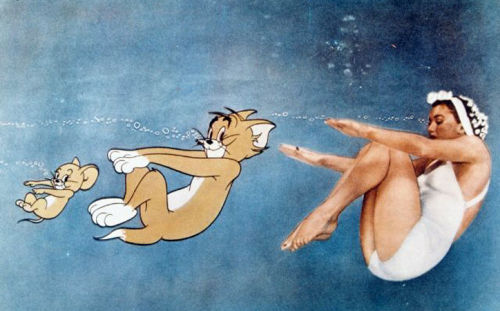 Esther Williams with Tom and Jerry in ‘Dangerous When Wet’, 1953