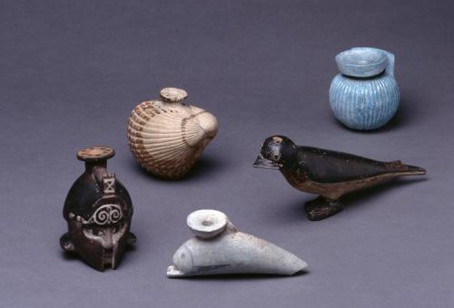 via-appia:  Group of terracotta scent/perfume bottles Greek, Rhodian, 610-550 BC 