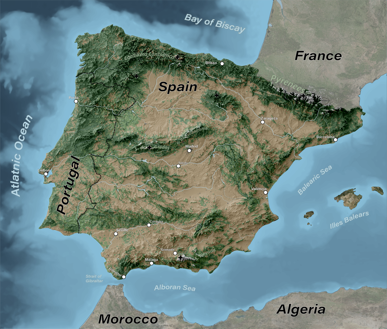 Spain And Portugal Mountain Relief Generalized Maps On The Web D7a6adf30f00480c588e861d2c1934505dd4b124