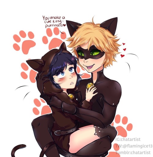 A bit of marichat fanart, I luv this ship so much >w>!! I just wish I actually had time to dra