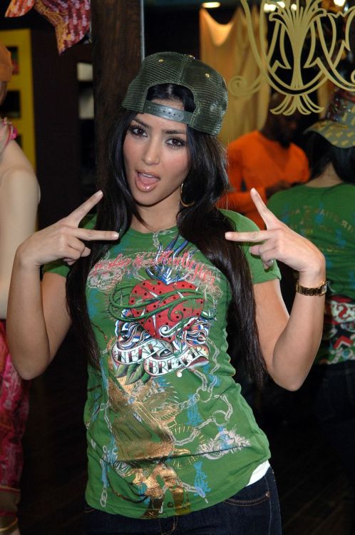 Kim Kardashian wearing Ed Hardy by Christian Audigier