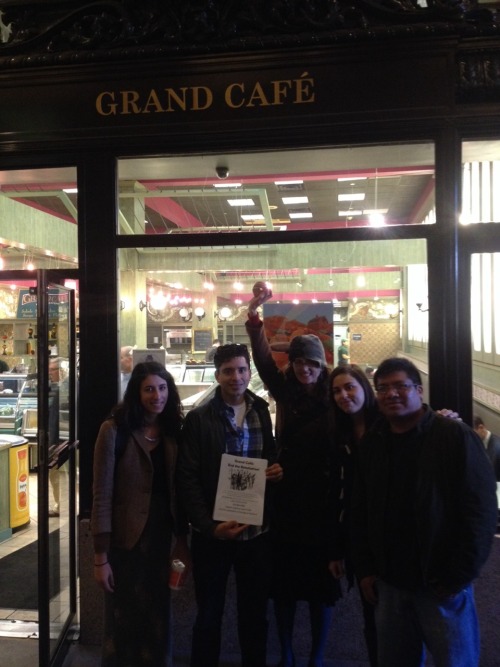 Donuts for justice! Workers, ROC &amp; #99pkts members blanketing @grandcafenyc w/flyers. Rehire