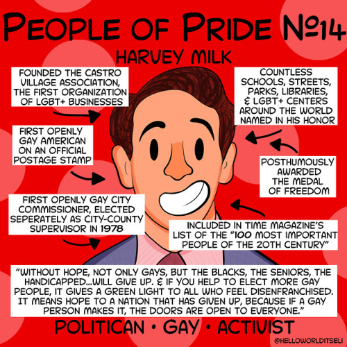 People of Pride #14: Harvey MilkImportant historical clarification:While Harvey Milk is often incorr