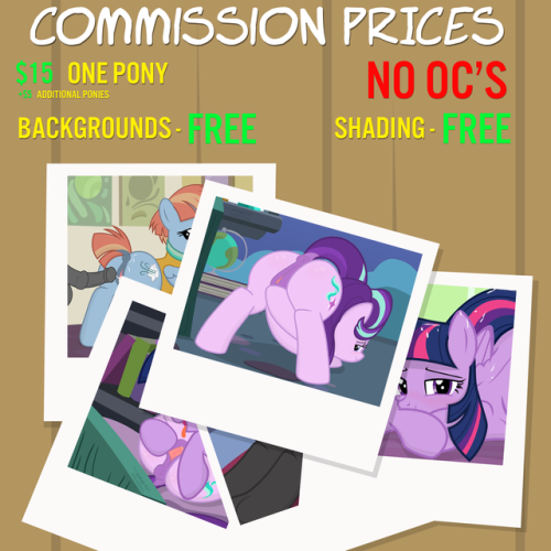 It’s that time of year again to update the commission prices!I think it’s safe to say that they haven’t changed at all actually. I will always continue to keep my commissions at a “flat rate” price of ฟ. Backgrounds and shading will also