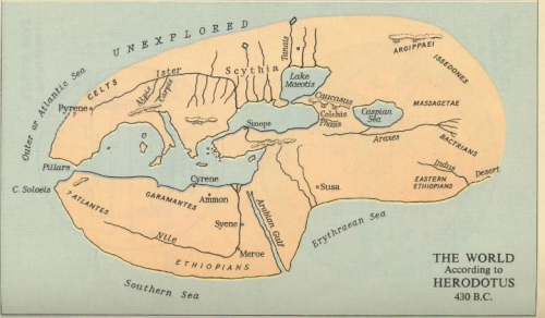 hawksaw: mapsontheweb: The world according to Herodotus, 430 BC. looks bad Herodotus