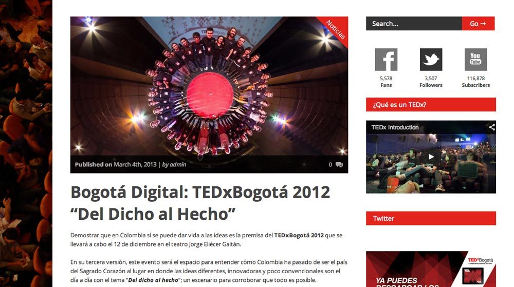 TEDx - Organizadores de diferentes TEDx desde el año 2010.
TED (Tecnología, Entretenimiento y Diseño) es un evento anual en el que algunos de los pensadores y emprendedores más importantes del mundo están invitados a compartir lo que más les...