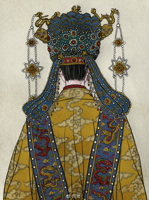 ziseviolet: Back portraits of Chinese women depicted in historical art, by Chinese artist -阿舍- 