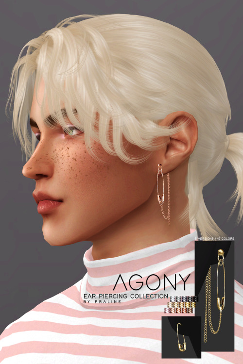 pralinesims: AGONY Ear Piercing CollectionHi guys!~ The recent days I’ve spent my time with re