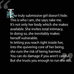 subtrainer:  With power comes responsibility. This concept seems lost in nearly every area of our society, not just D/s. —Cane 