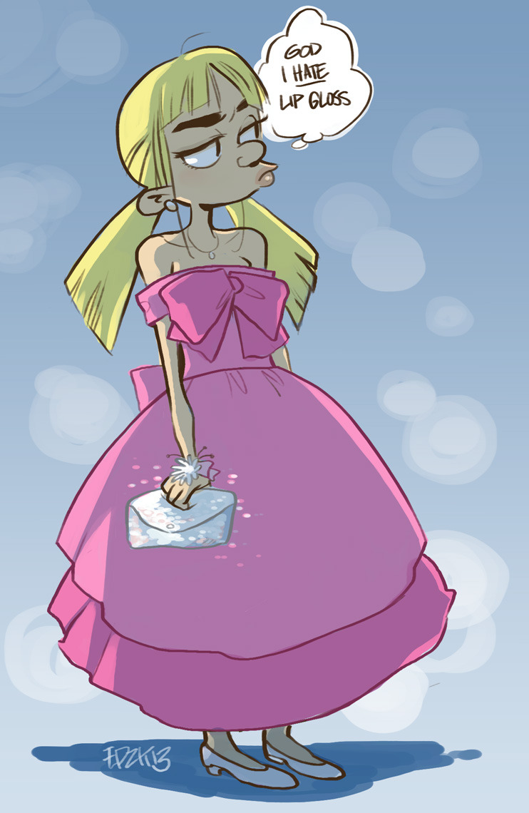 ghostgreen: today’s warm up drawing is Helga in her prom dress because i friggin