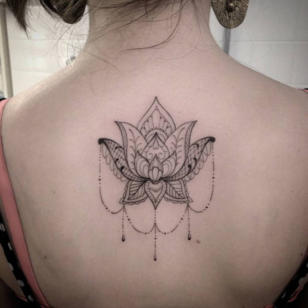 Upper back tattoo of a lotus flower by Ivy Saruzi.... - Official Tumblr  page for Tattoofilter for Men and Women
