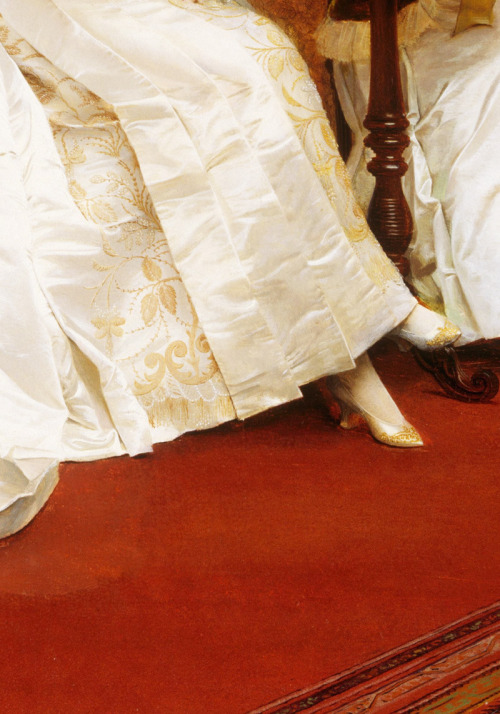 jaded-mandarin:Georges Croegaert. Detail from Confidences, 1889.