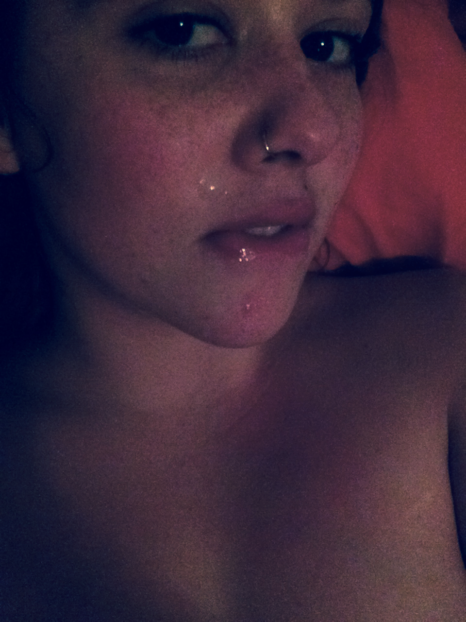 sinfulsnowflake:  Oops a little bit of cum missed my face 😞 good thing I also