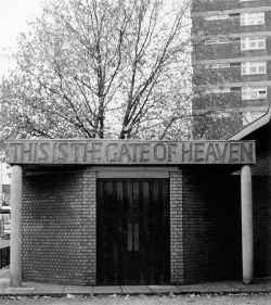 architectureofdoom:  patrickhumphreys:  Ralph Beyer, shutter-cast concrete lettering for the porch of St Paul’s, Bow Common, Tower Hamlets, 1961.  View this on the map 