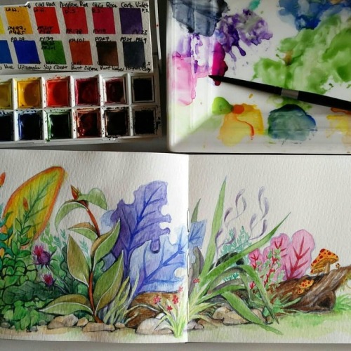 Overgrown garden in my sketchbook.    #watercolor #watercolorsketch #sketchbook #gardenpainting  #il