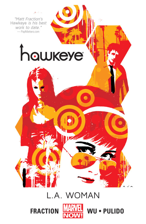 anniewu:Hey, cats. The HAWKEYE: LA WOMAN trade is out today. It collects the Kate arc, including the