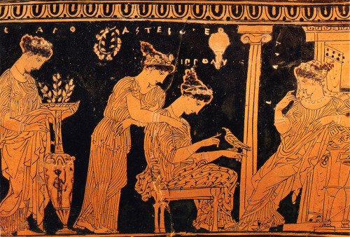 jeannepompadour: Wedding Scene by the Ancient Greek “Eretria Painter”, c.  425 BC