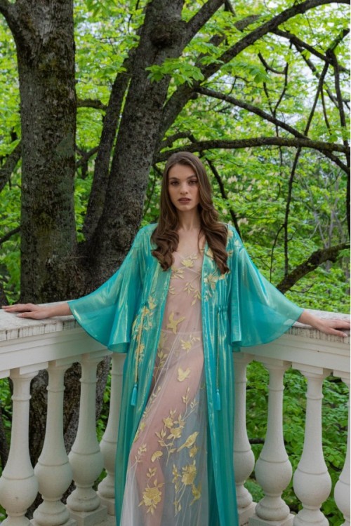 Silk set with nightgown &amp; robe by Apilat Lingerie 
