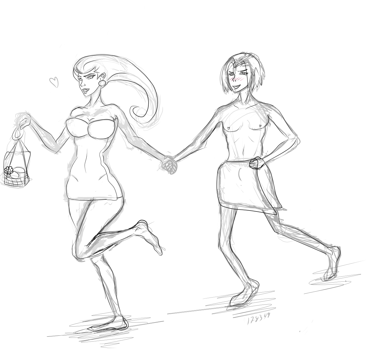 A quick little sketch i made today, double trouble in a mixed bath or something. Though