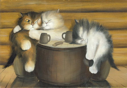 cat-stuff-for-cats:Happy Life N.1 - Kitten / Cat Art, Print from Original Oil Cat Painting, Fun Cat