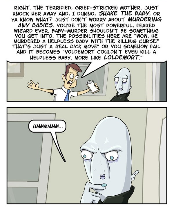 starwarsfangirl1975:  dorkly:  Voldemort’s Assistant, Kevin in: “Baby Blues”