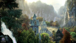 edhellin:  Rivendell matte paintings from The Fellowship Of The Rings 