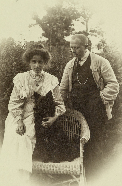 Wedding Announcement with dog, Brandenburg, Germany. August 3, 1914.