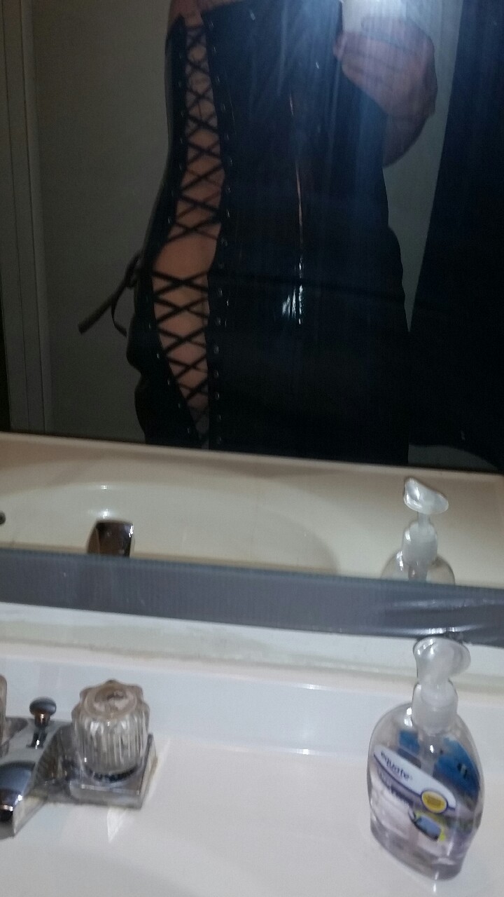 My new c cup breast forms an body corset . Also still In my sissy pink chastity.