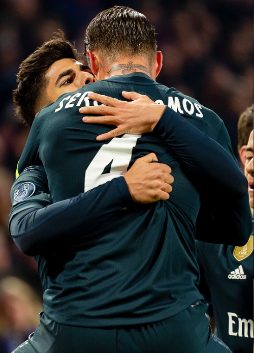 madridistaforever - Asensio celebrates with Ramos after scoring...