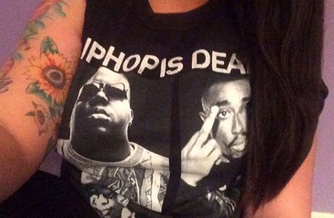 My sister found this shirt for ŭ. #thrifting #intheblood #tupac #biggie #thekings #hiphop @xrachelskyex