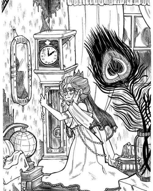 #inktober day 13 14 and 15:- a #guarded #clock by a #weak woman for #inktober2018 https://www.instag